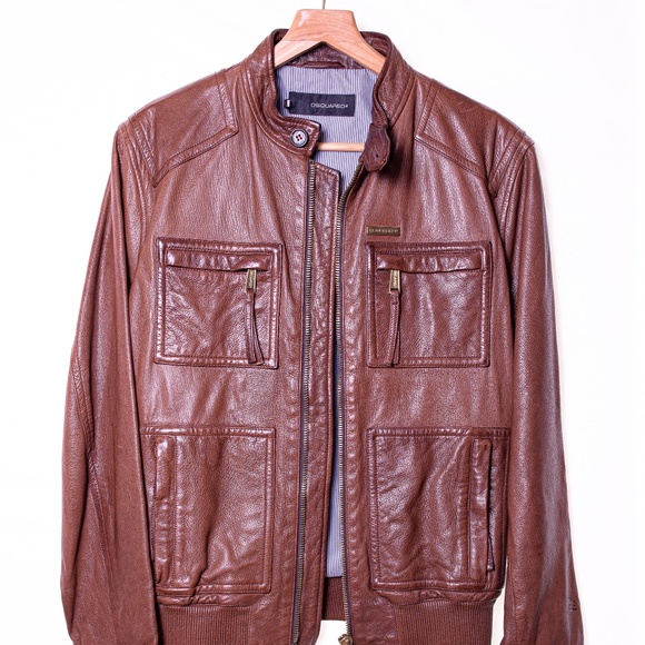 Dsquared2 Men's Leather Biker Jacket - Picture 1 of 16